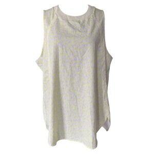 Athleta Womens XL Green White Leopard Print Sleeveless Tank Top High Low Hem